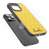 iPhone 16 Pro Max Personalised Yellow Polka Dot Black Impact Phone Case