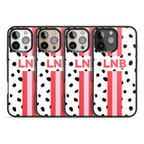 iPhone 16 Pro Max Personalised Polka & Pink Stripe Black Impact Phone Case