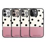 iPhone 16 Pro Max Personalised Pink Border Polka Dot Black Impact Phone Case