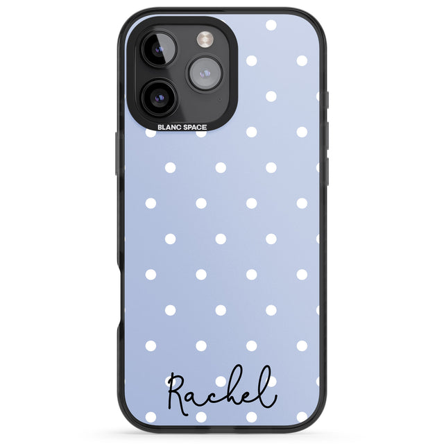 iPhone 16 Pro Max Personalised Simple Light Blue Dots Black Impact Phone Case