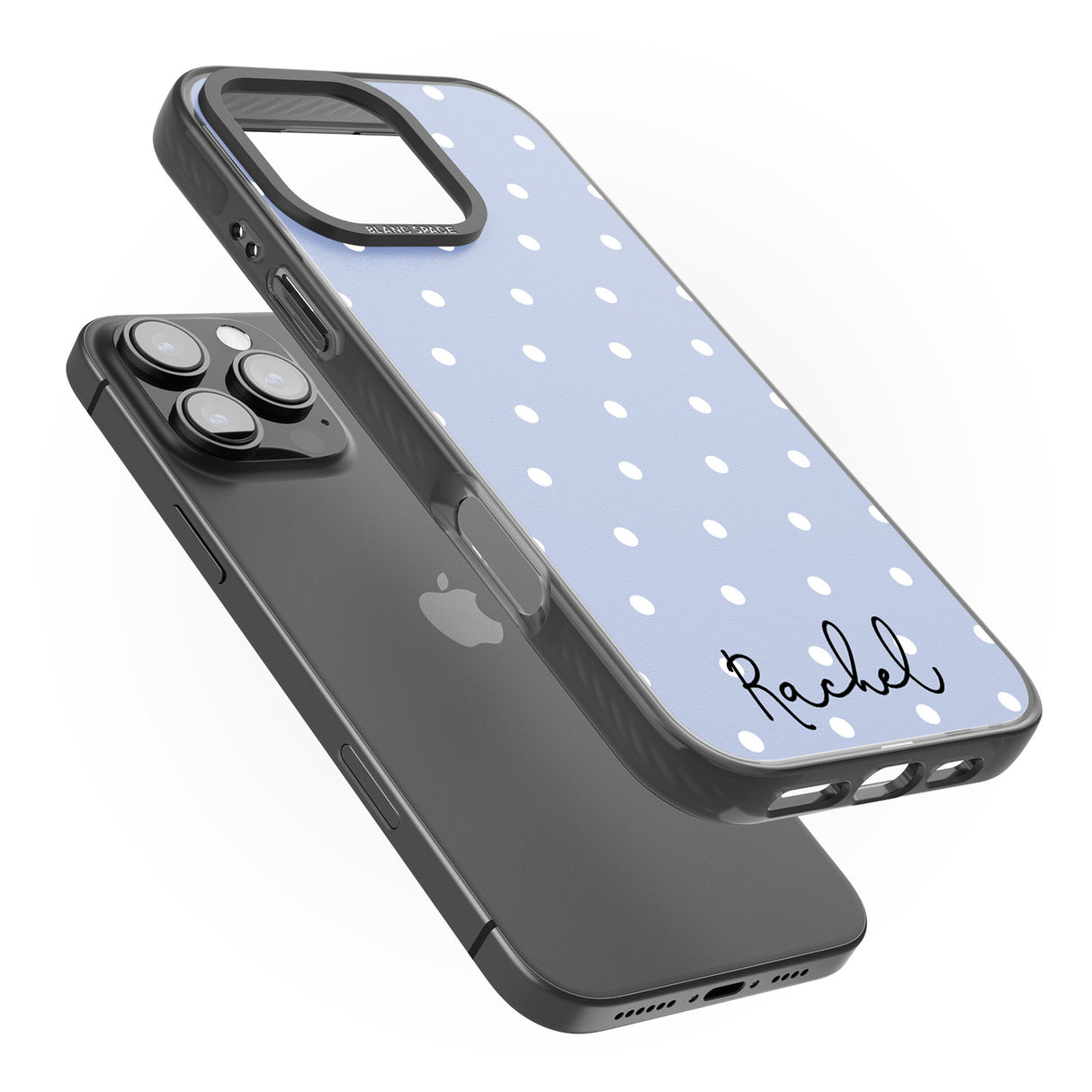 iPhone 16 Pro Max Personalised Simple Light Blue Dots Black Impact Phone Case