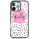 iPhone 16 Pro Max Personalised Pink Circle & Dots Black Impact Phone Case