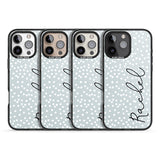 iPhone 16 Pro Max Personalised Vertical Cursive & Dots Black Impact Phone Case