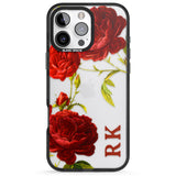 iPhone 16 Pro Max Personalised Clear Vintage Floral Red Roses Black Impact Phone Case