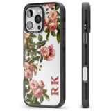 iPhone 16 Pro Max Personalised Clear Vintage Floral Pink Garden Roses Black Impact Phone Case