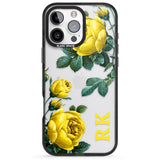 iPhone 16 Pro Max Personalised Clear Vintage Floral Yellow Roses Black Impact Phone Case