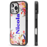 iPhone 16 Pro Max Personalised Text with Floral Borders Black Impact Phone Case