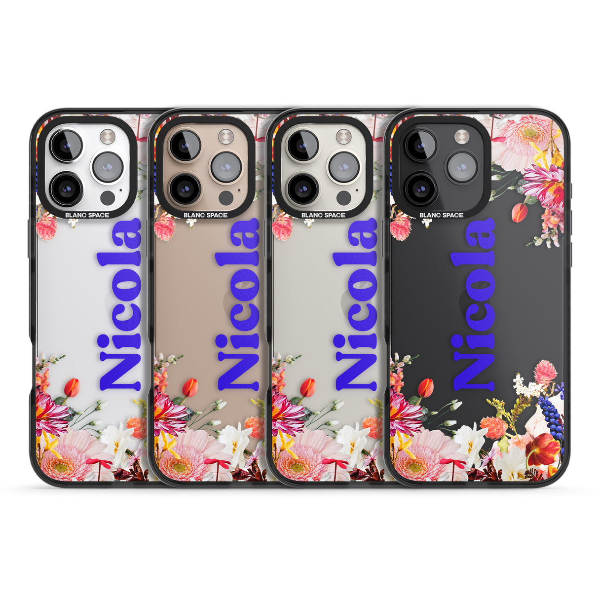 iPhone 16 Pro Max Personalised Text with Floral Borders Black Impact Phone Case