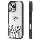 Personalised Black Wildflowers Black Impact Phone Case for iPhone 16 Pro, iPhone 16 Pro Max