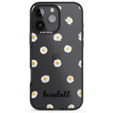 iPhone 16 Pro Max Personalised White Daisies & Cursive Black Impact Phone Case