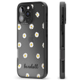 iPhone 16 Pro Max Personalised White Daisies & Cursive Black Impact Phone Case