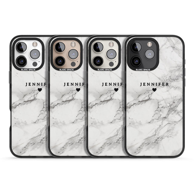 iPhone 16 Pro Max Personalised Classic Grey Marble Black Impact Phone Case