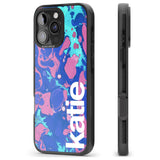 iPhone 16 Pro Max Personalised Navy, Turquoise + Purple - Marbled Black Impact Phone Case