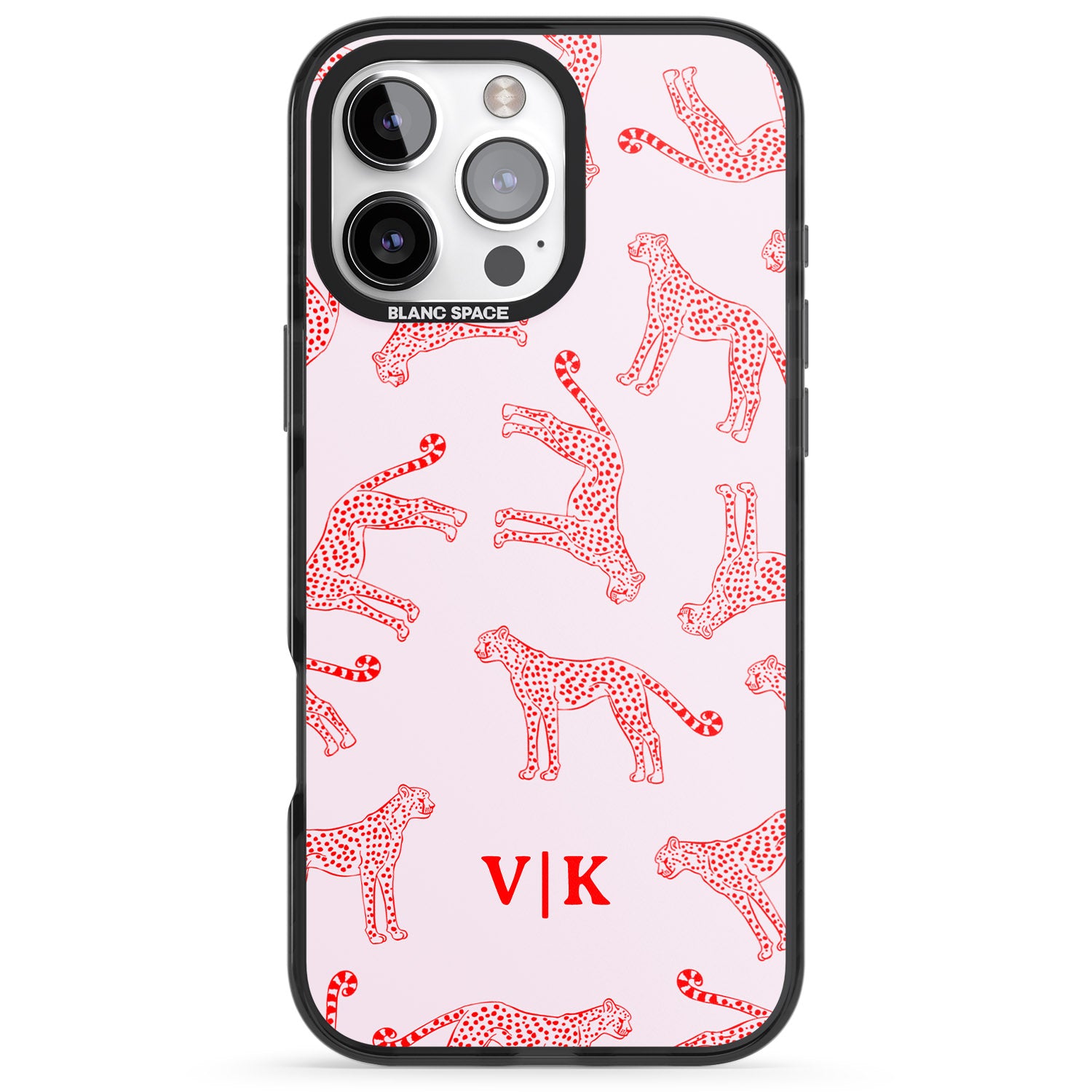 Personalised + Red & Pink Cheetah iPhone Case - Blanc Space
