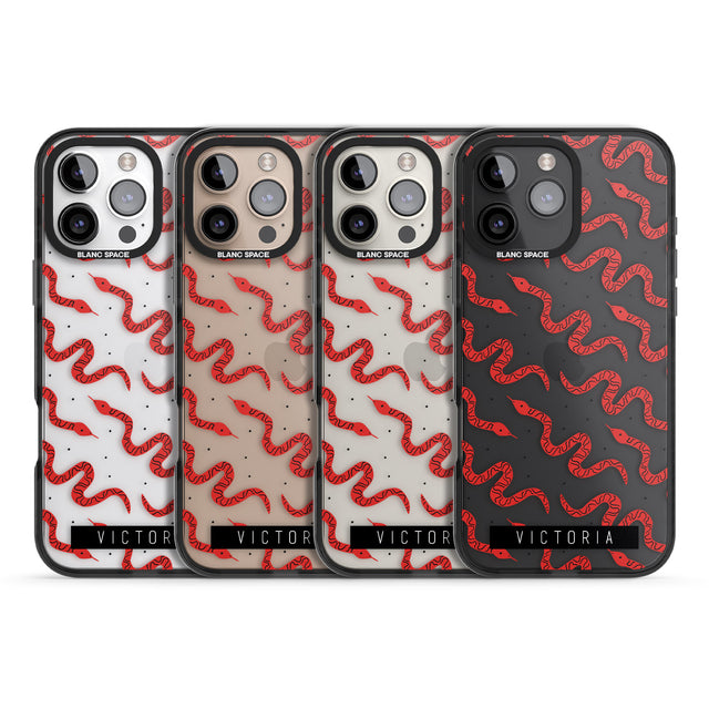 iPhone 16 Pro Max Personalised Snake Pattern Black Impact Phone Case