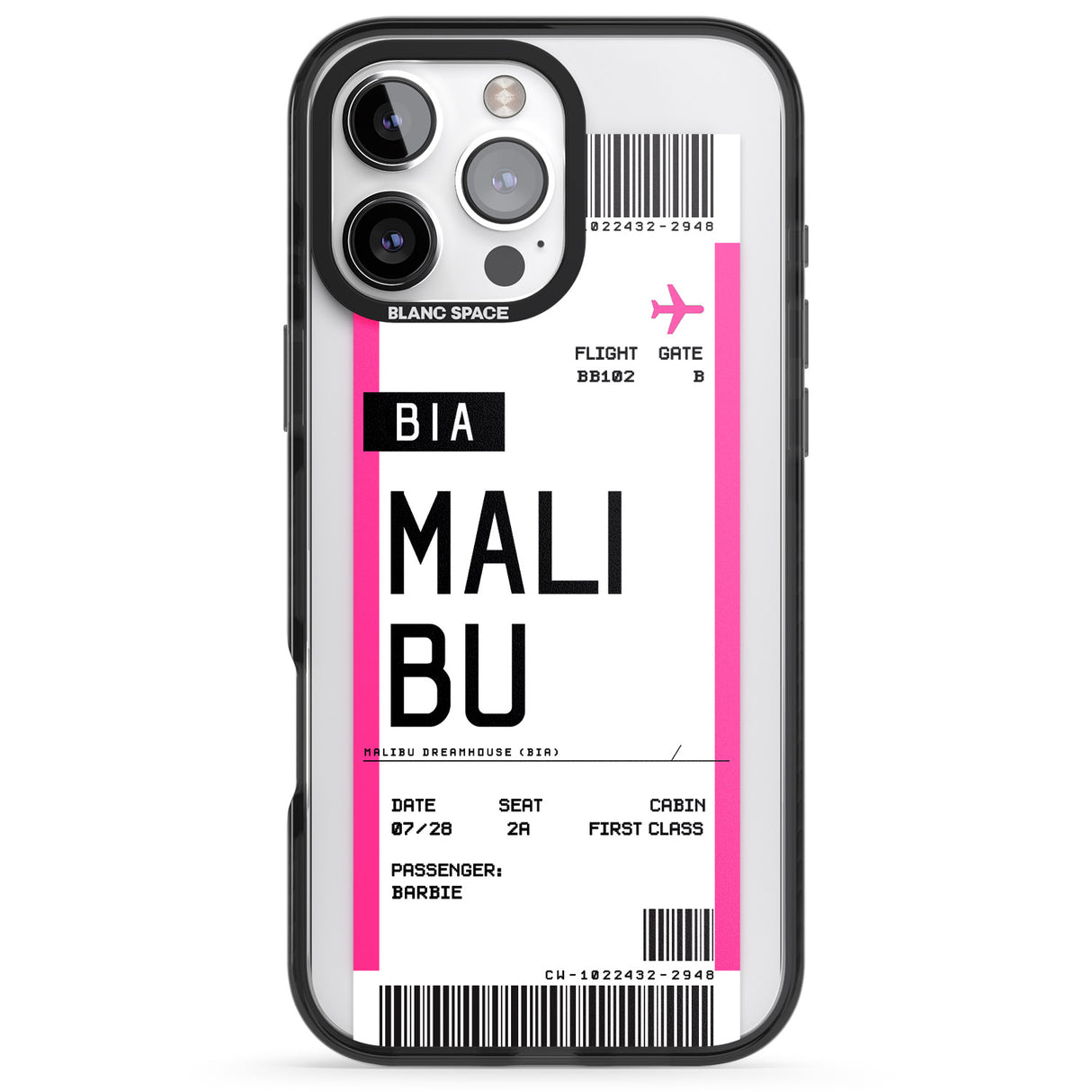 Personalised Pink Malibu Boarding Pass