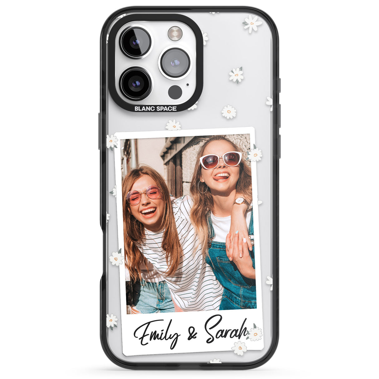 iPhone 16 Pro Max Personalised Daisy Instant Photo Black Impact Phone Case