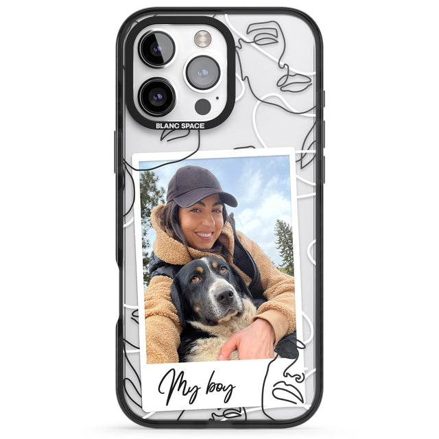 iPhone 16 Pro Max Personalised Abstract Faces Instant Photo Black Impact Phone Case