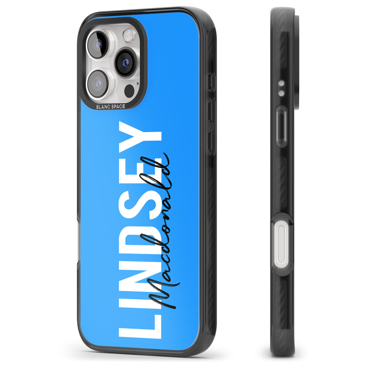 iPhone 16 Pro Max Personalised Bold Name: Blue Black Impact Phone Case