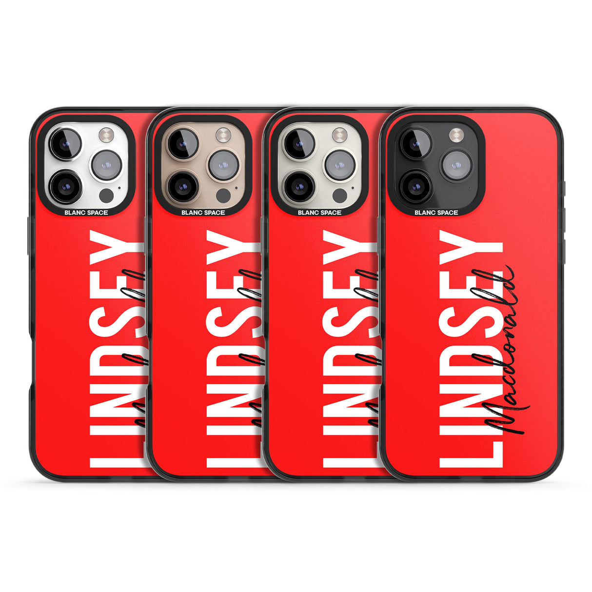 iPhone 16 Pro Max Personalised Bold Name: Red Black Impact Phone Case