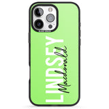 iPhone 16 Pro Max Personalised Bold Name: Lime Black Impact Phone Case