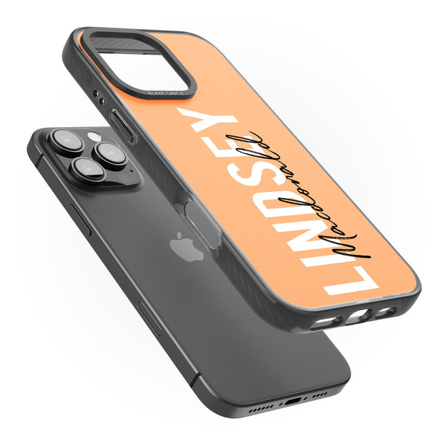 iPhone 16 Pro Max Personalised Bold Name: Peach Black Impact Phone Case