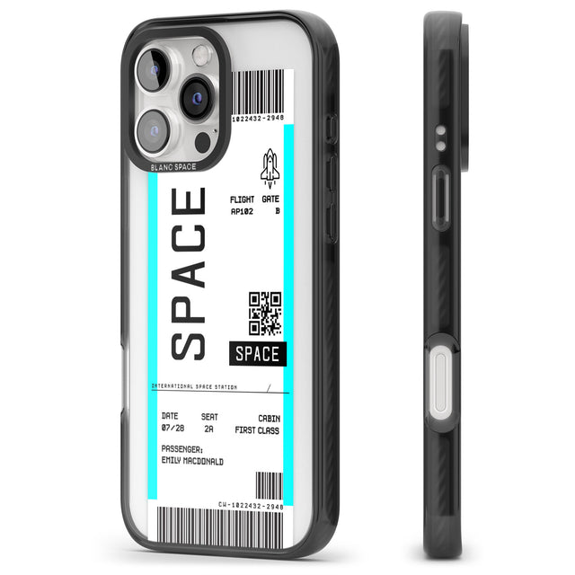 iPhone 16 Pro Max Personalised Space Space Travel Ticket Black Impact Phone Case