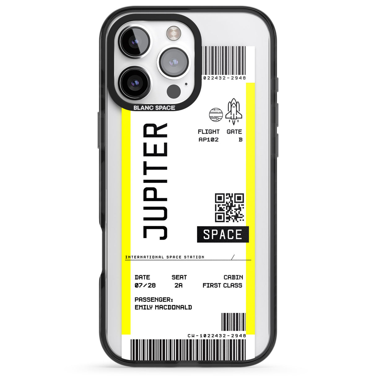 iPhone 16 Pro Max Personalised Jupiter Travel Ticket Black Impact Phone Case