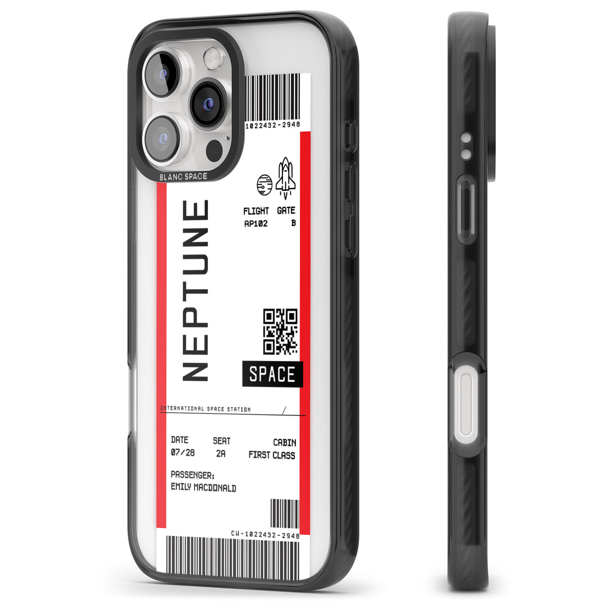 iPhone 16 Pro Max Personalised Neptune Space Travel Ticket Black Impact Phone Case