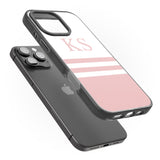 iPhone 16 Pro Max Personalised Minimal Pink Stripes & Initials Black Impact Phone Case