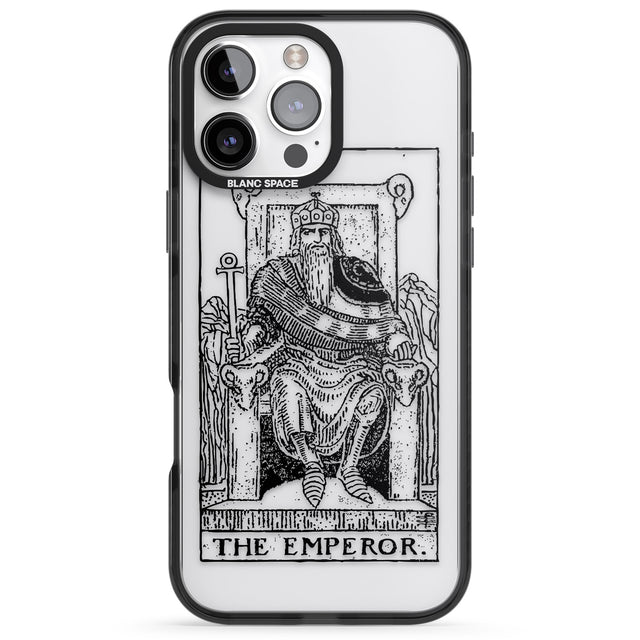 iPhone 16 Pro Max Personalised The Emperor Tarot Card - Transparent Black Impact Phone Case