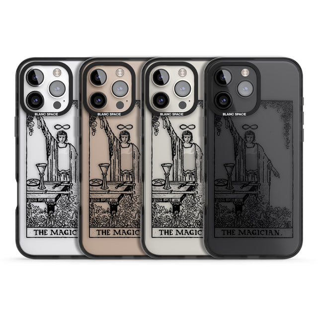 iPhone 16 Pro Max Personalised The Magician Tarot Card - Transparent Black Impact Phone Case