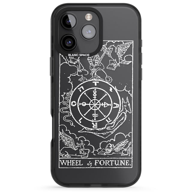 iPhone 16 Pro Max Personalised Wheel of Fortune Tarot Card - White Transparent Black Impact Phone Case