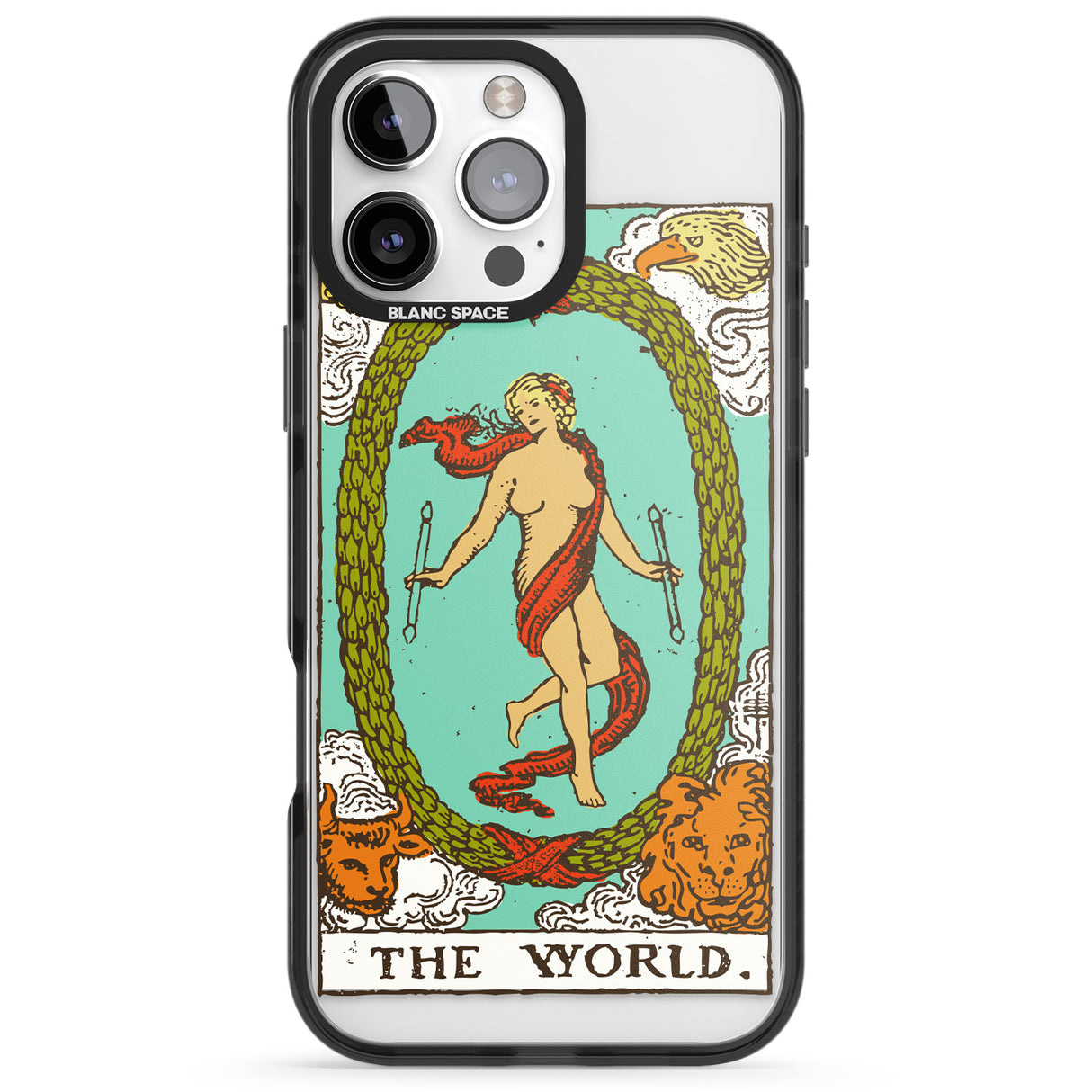 iPhone 16 Pro Max Personalised The World Tarot Card - Colour Black Impact Phone Case