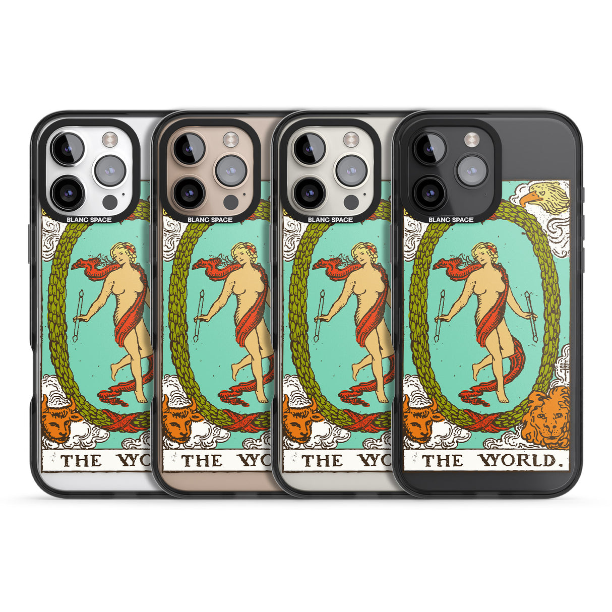 iPhone 16 Pro Max Personalised The World Tarot Card - Colour Black Impact Phone Case