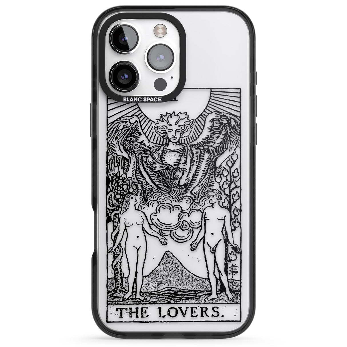 iPhone 16 Pro Max Personalised The Lovers Tarot Card - Transparent Black Impact Phone Case