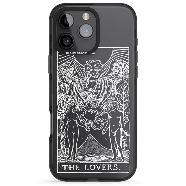 iPhone 16 Pro Max Personalised The Lovers Tarot Card - White Transparent Black Impact Phone Case