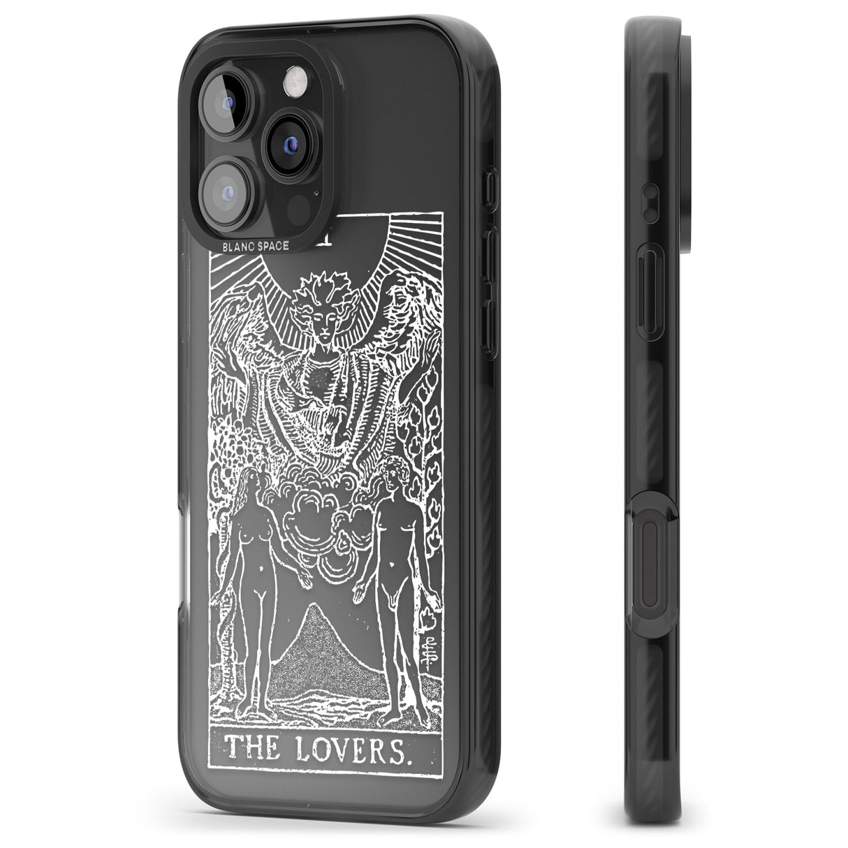 iPhone 16 Pro Max Personalised The Lovers Tarot Card - White Transparent Black Impact Phone Case