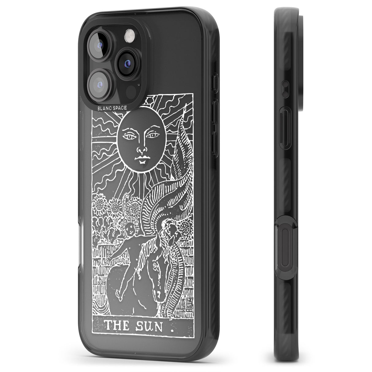 iPhone 16 Pro Max Personalised The Sun Tarot Card - White Transparent Black Impact Phone Case