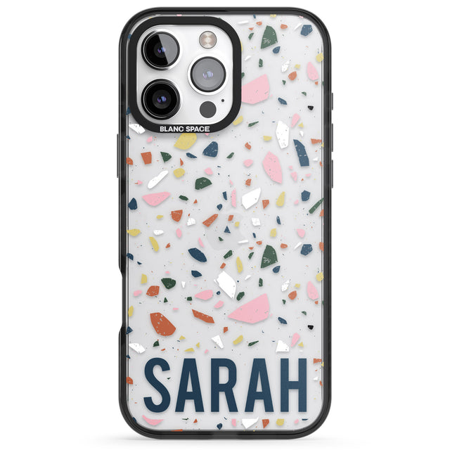 iPhone 16 Pro Max Personalised Terrazzo Black Impact Phone Case