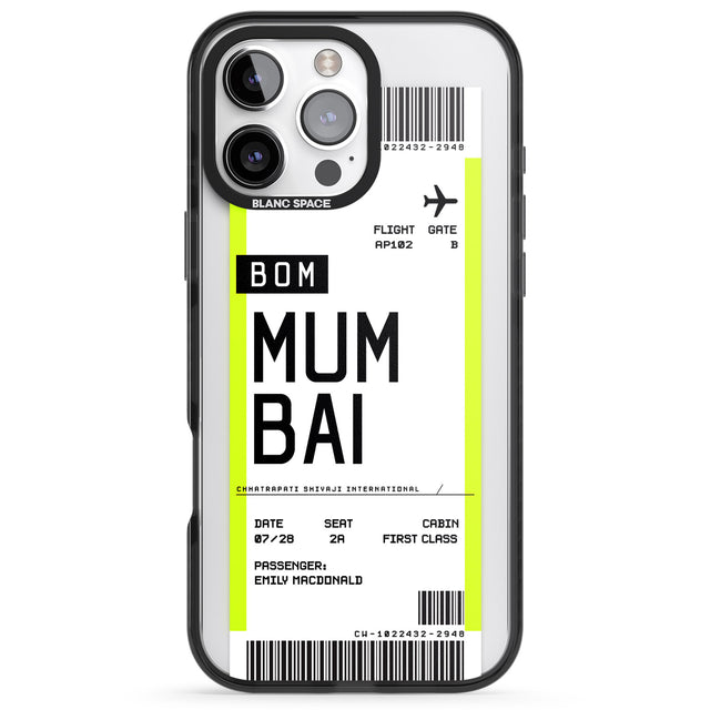 iPhone 16 Pro Max Personalised Mumbai Boarding Pass Black Impact Phone Case