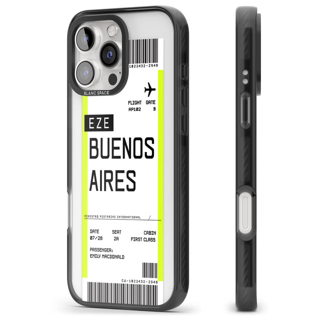 iPhone 16 Pro Max Personalised Buenos Aires Boarding Pass Black Impact Phone Case