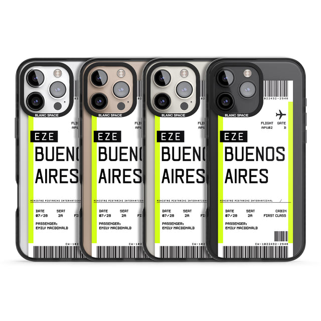 iPhone 16 Pro Max Personalised Buenos Aires Boarding Pass Black Impact Phone Case