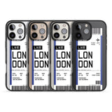 iPhone 16 Pro Max Personalised London Boarding Pass Black Impact Phone Case