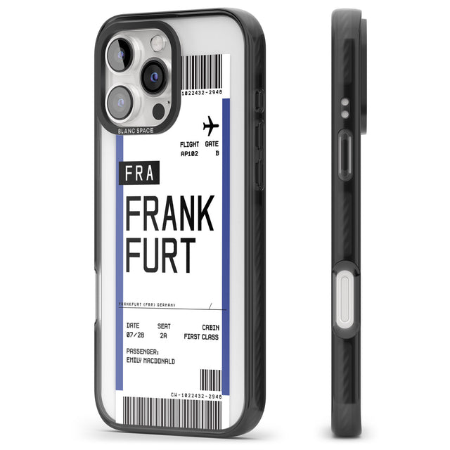 iPhone 16 Pro Max Personalised Frankfurt Boarding Pass Black Impact Phone Case