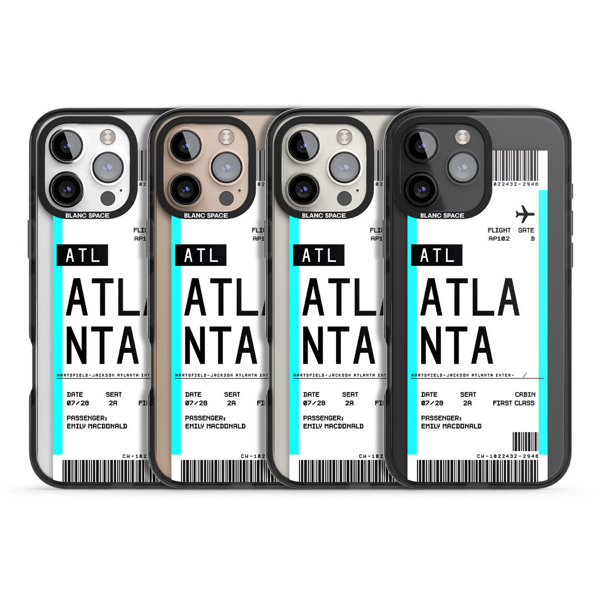 iPhone 16 Pro Max Personalised Atlanta Boarding Pass Black Impact Phone Case