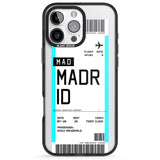 iPhone 16 Pro Max Personalised Madrid Boarding Pass Black Impact Phone Case