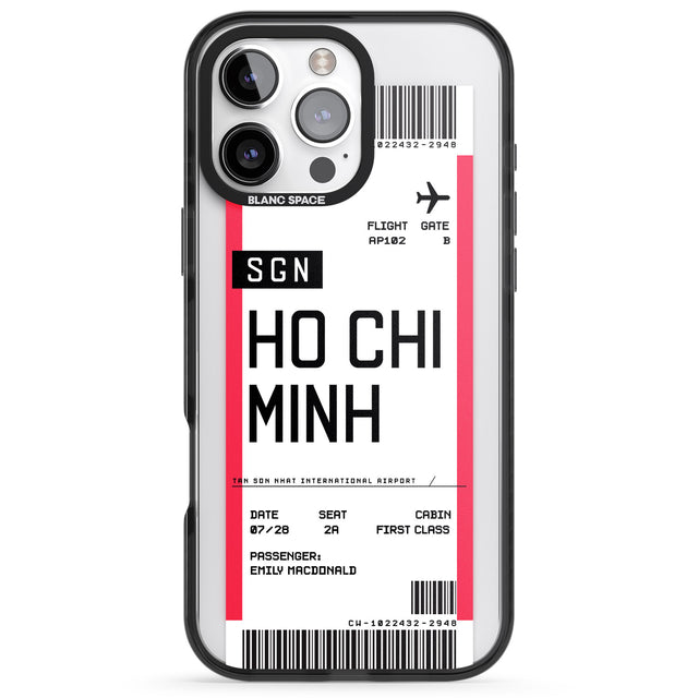 iPhone 16 Pro Max Personalised Ho Chi Minh City Boarding Pass Black Impact Phone Case