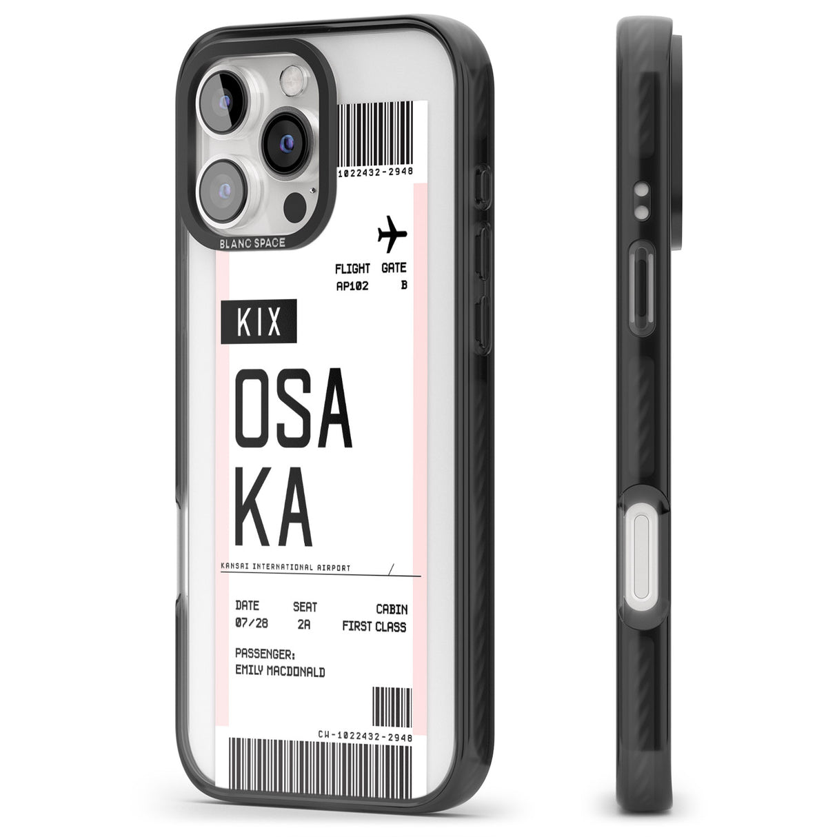 iPhone 16 Pro Max Personalised Osaka Boarding Pass Black Impact Phone Case