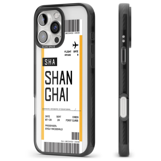 iPhone 16 Pro Max Personalised Shangai Boarding Pass Black Impact Phone Case